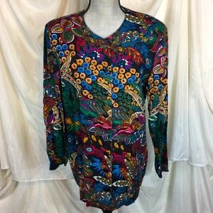 Vintage 80s 90s Norton McNaughton Size 10 Floral Blouse Top Button Down